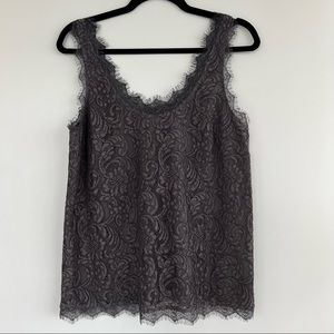 Joie Slate Grey Lace Tank Top, Size Small